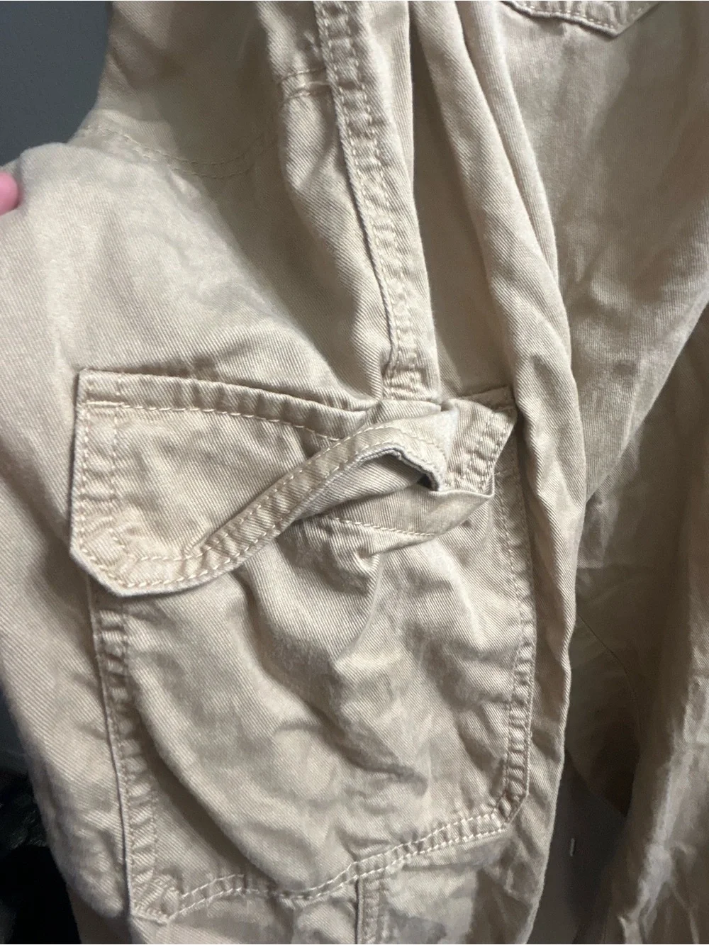 Men's Beige Cargo Pants — Casual Drawstring Trousers
